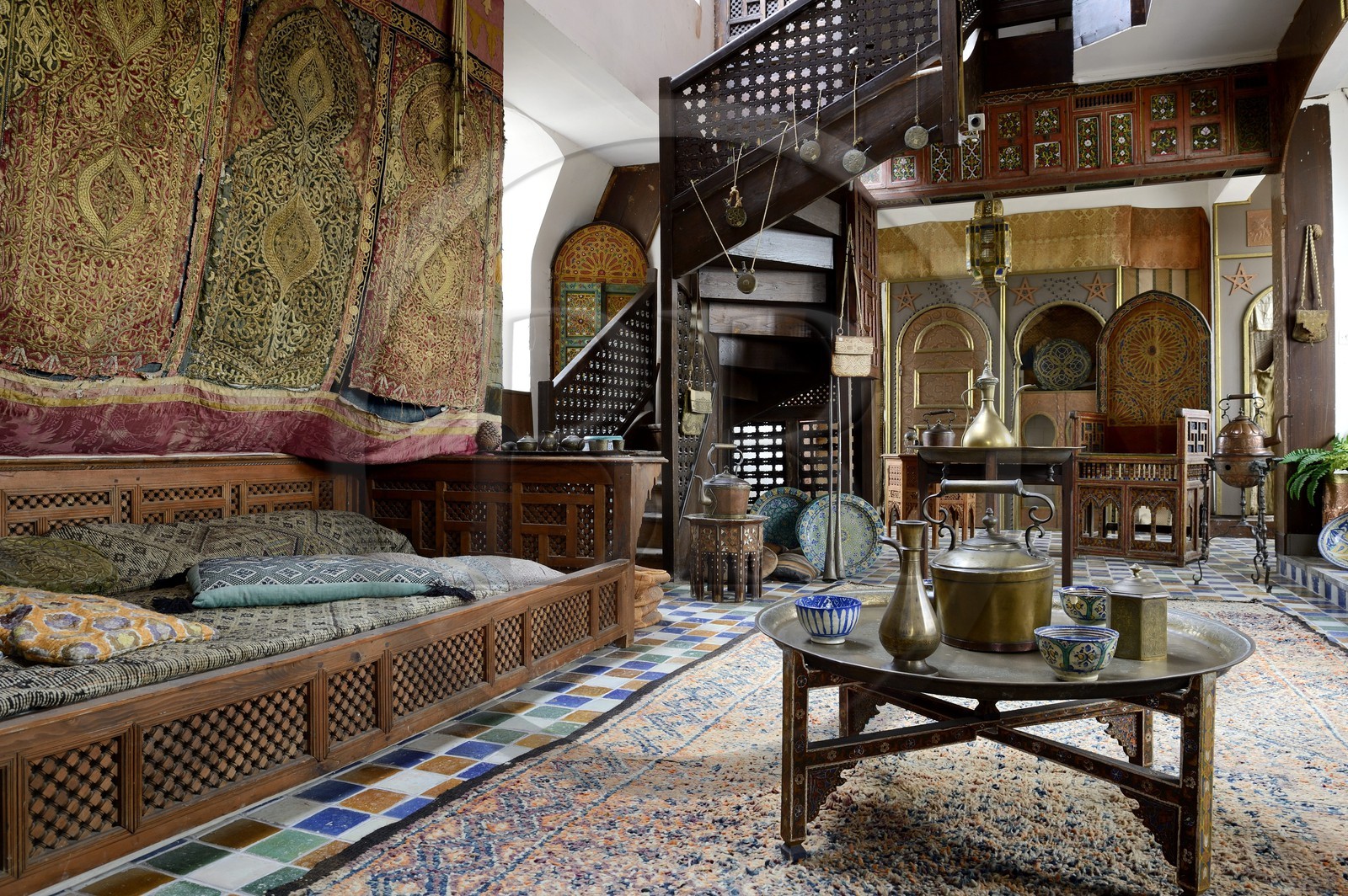 France, Meurthe-et-Moselle (54), pays du Saintois, Thorey-Lyautey, chateau du maréchal Hubert Lyautey, le salon marocain
