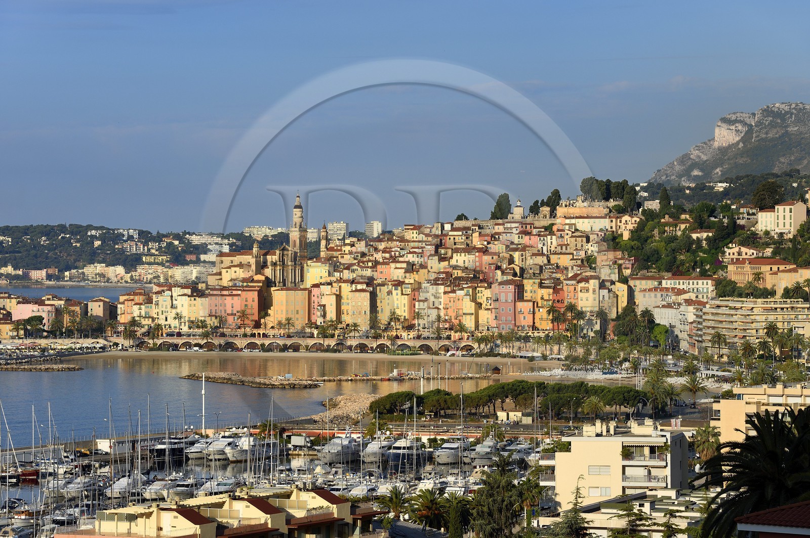 France, Alpes-Maritimes, Menton, old town dominated by the St Michel Basilica