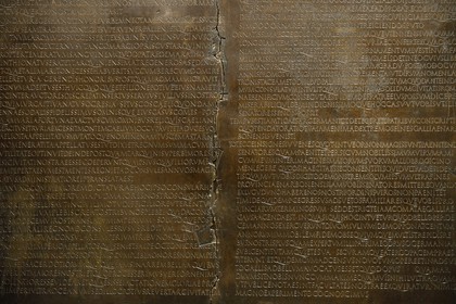 France, Rhone, Lyon, historical site listed as World Heritage by UNESCO, colline de Fourviere, Gallo-Roman Museum of Fourvière, the Lyon Tablet is an ancient bronze tablet that bears the transcript of a speech given in 48 by the Roman emperor Claudius