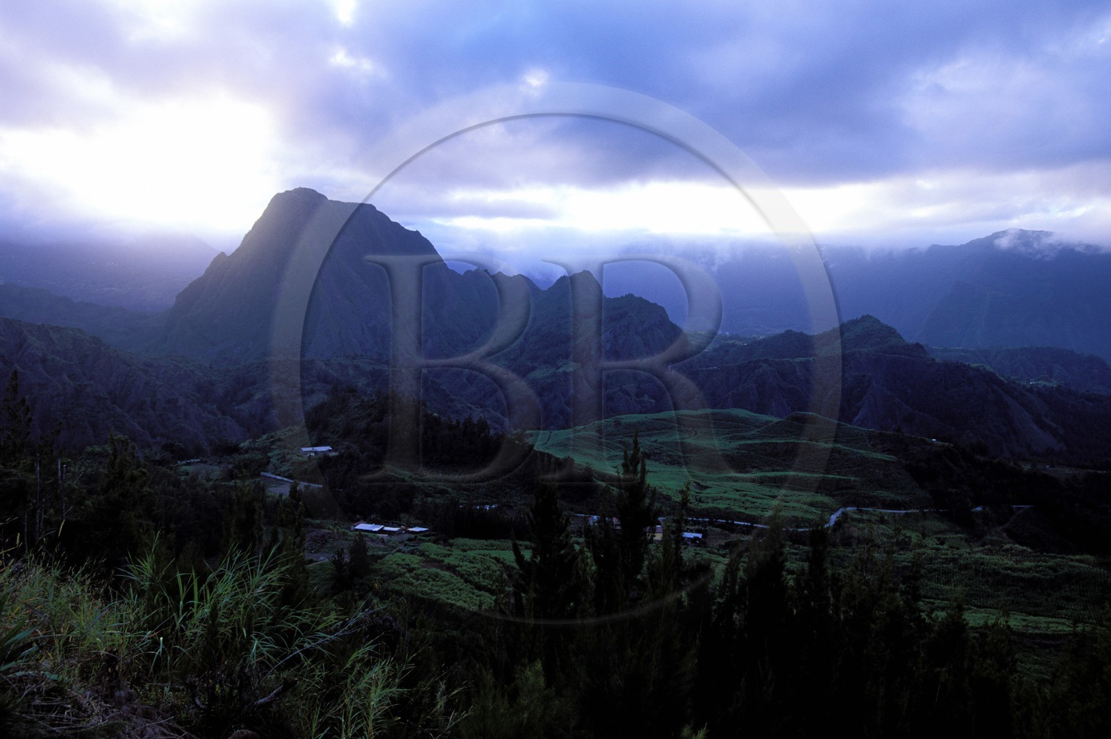 France, Reunion island (French overseas department), Cirque de Salazie, listed as World Heritage by UNESCO the greenest of the three cirques