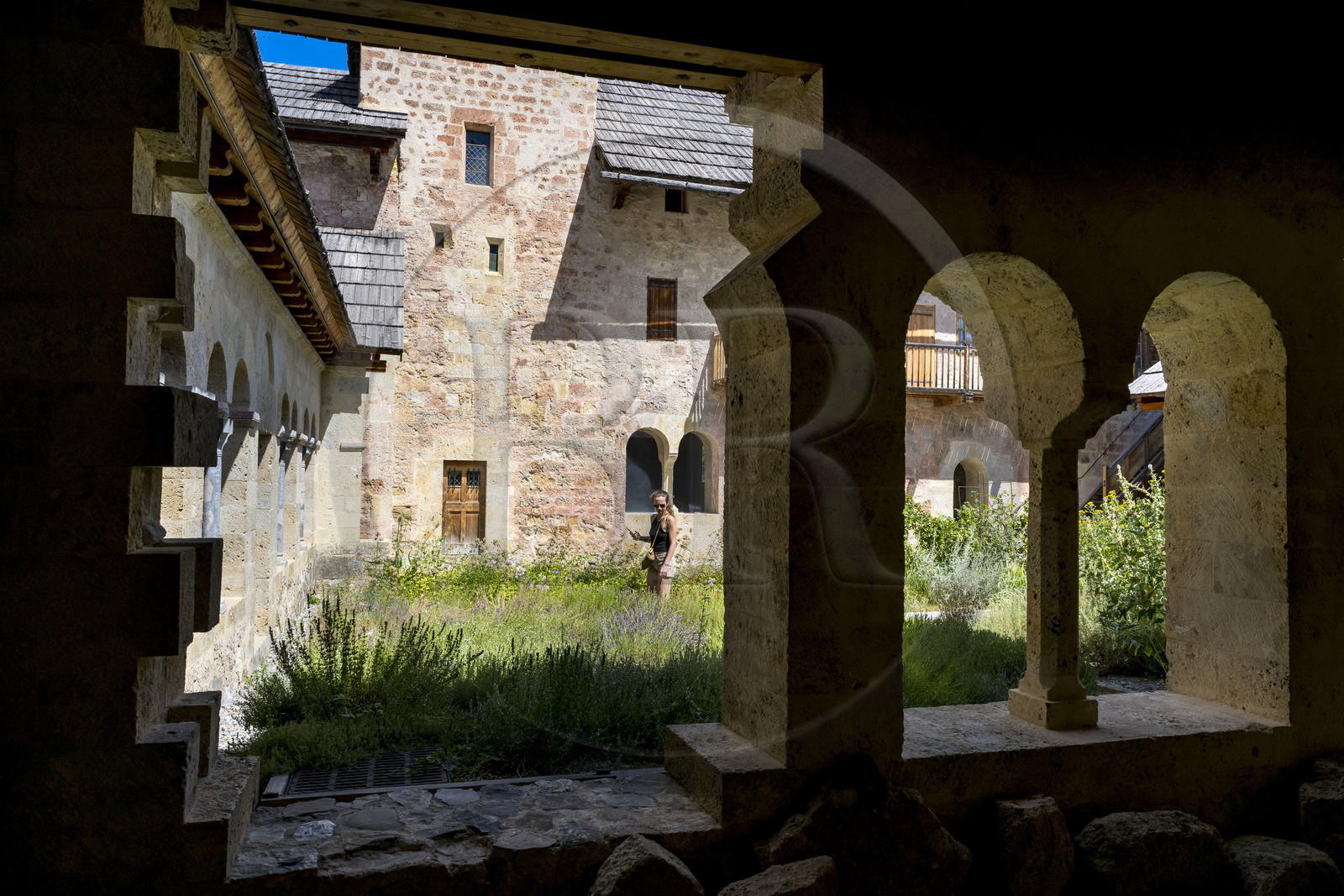 France, Hautes Alpes (05), Crots, abbaye Notre-Dame de Boscodon du XIIe siècle, le cloitre