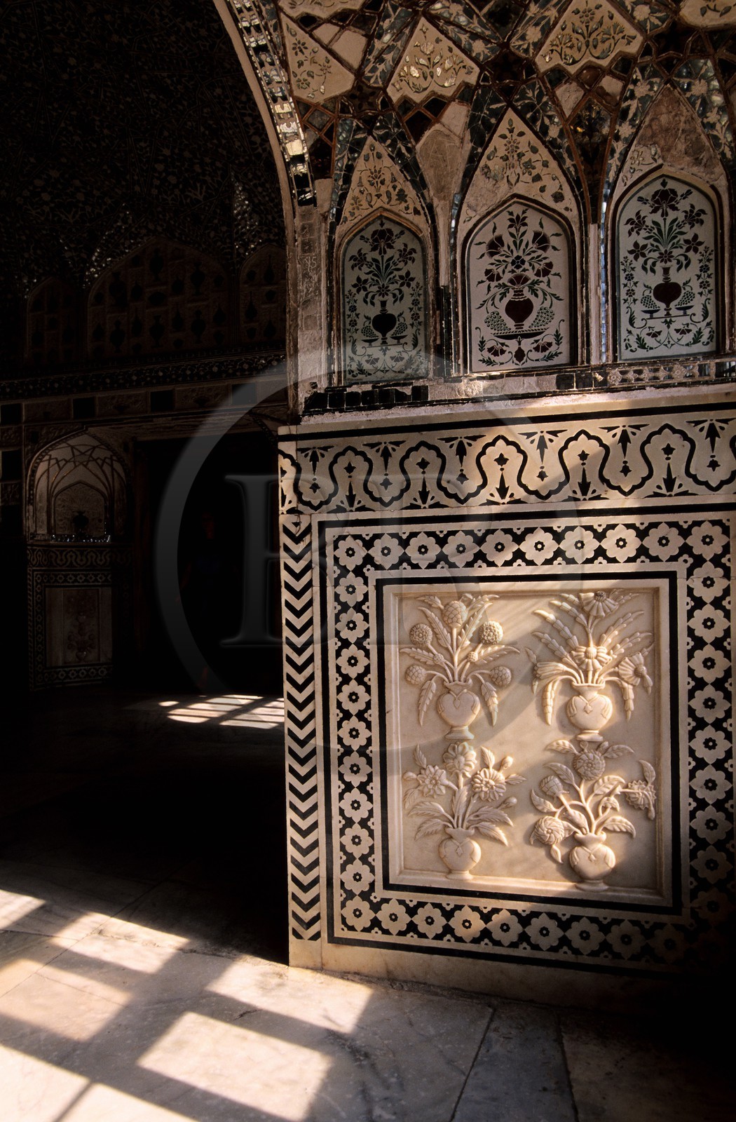 Inde, état du Rajasthan, région de Jaipur, Amber Palace, Diwan I Khas palais des miroirs de Jai Singh I