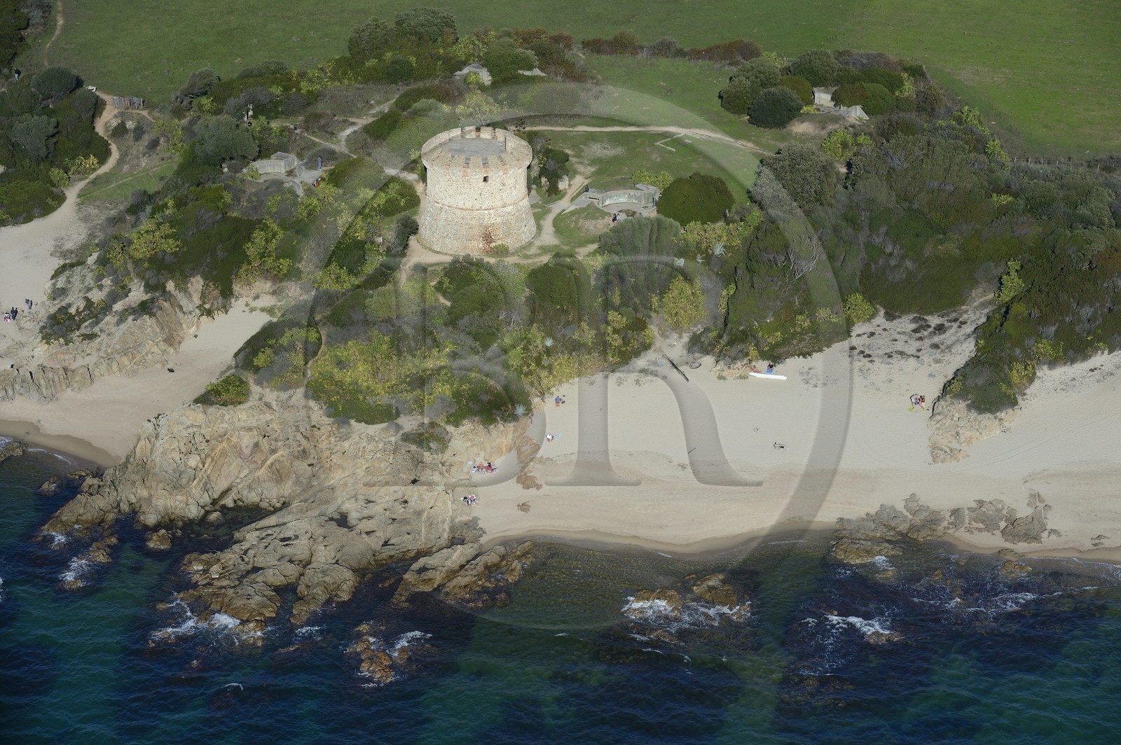 France, Corse du Sud, Gulf of Ajaccio, Capitello tower, near the Ricanto beach (aerial view)