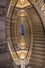 Italy, Liguria, Genoa, the main staircase of the Hotel Bristol Palace