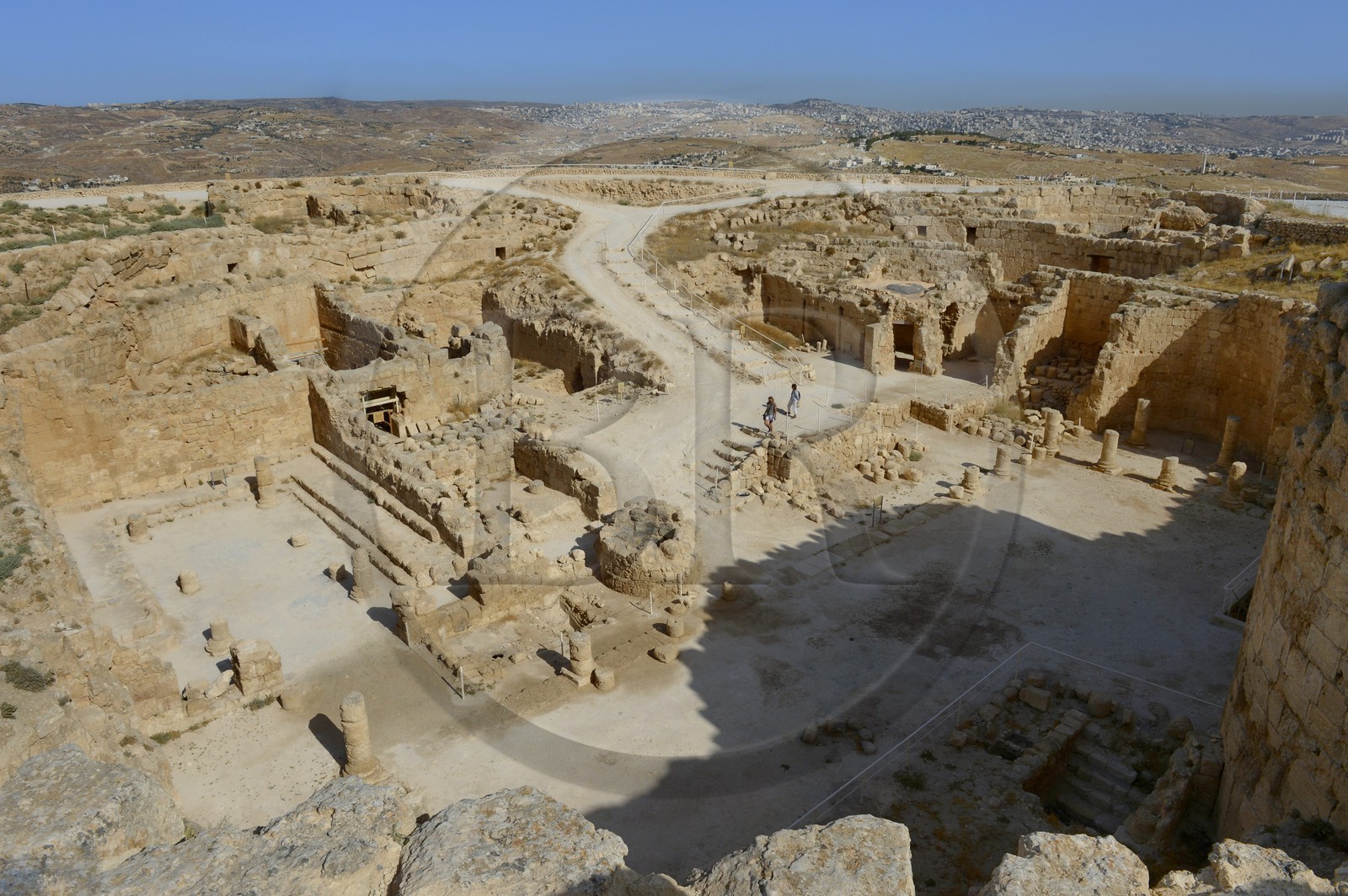 Israel, West Bank, Herodium or Herodion is a volcano-like hill with a truncated cone with a a fortress and palace build by Herod the Great (Herodion National Park), Inside the crater