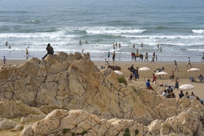Morocco, Casablanca, public beach of Ain Diab neighborhood