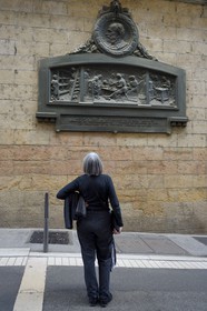 France, Rhone, Lyon, historical site listed as World Heritage by UNESCO, La Croix Rousse District, rue Saint Polycarpe, building on the Status of Silks (Condition des Soies) which was intended to establish the dry weight of silk