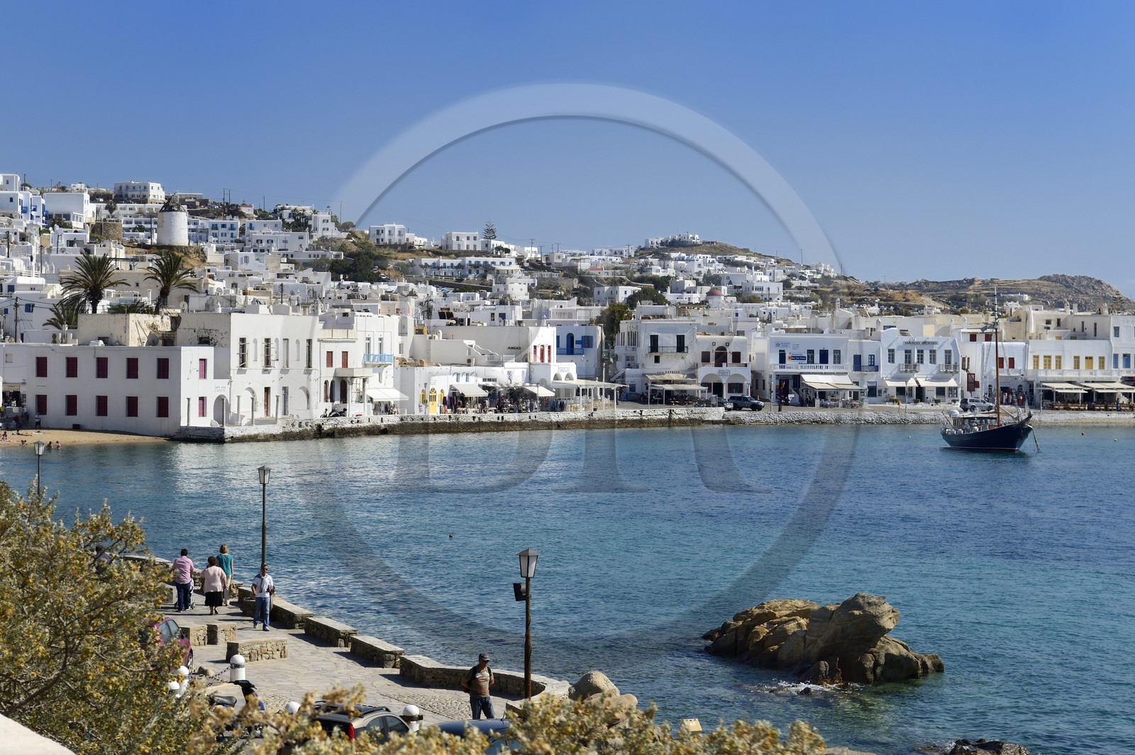 Grèce, Les Cyclades, mer Égée, île de Mykonos, Chora (Mykonos town), le vieux port