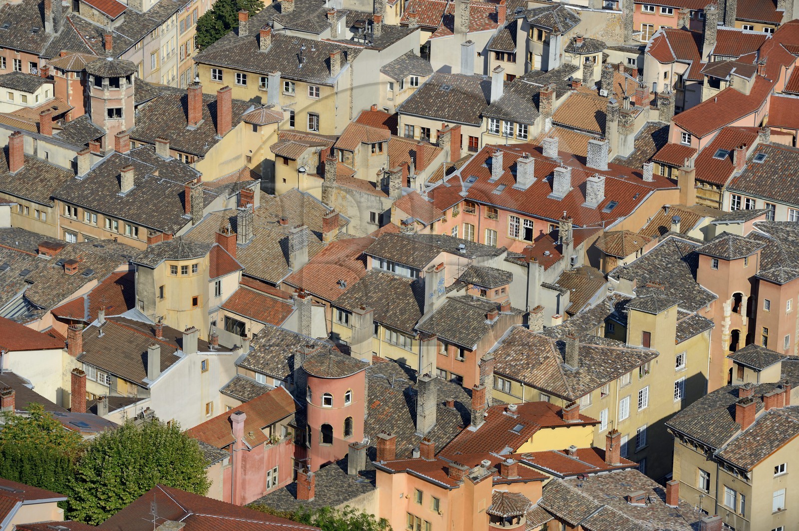 France, Rhône (69), Lyon, site historique classé Patrimoine Mondial de l'UNESCO, Vieux Lyon, le quartier Saint-Jean avec ses maisons Renaissance, au premier plan la Maison du Crible aussi appelée Tour Rose