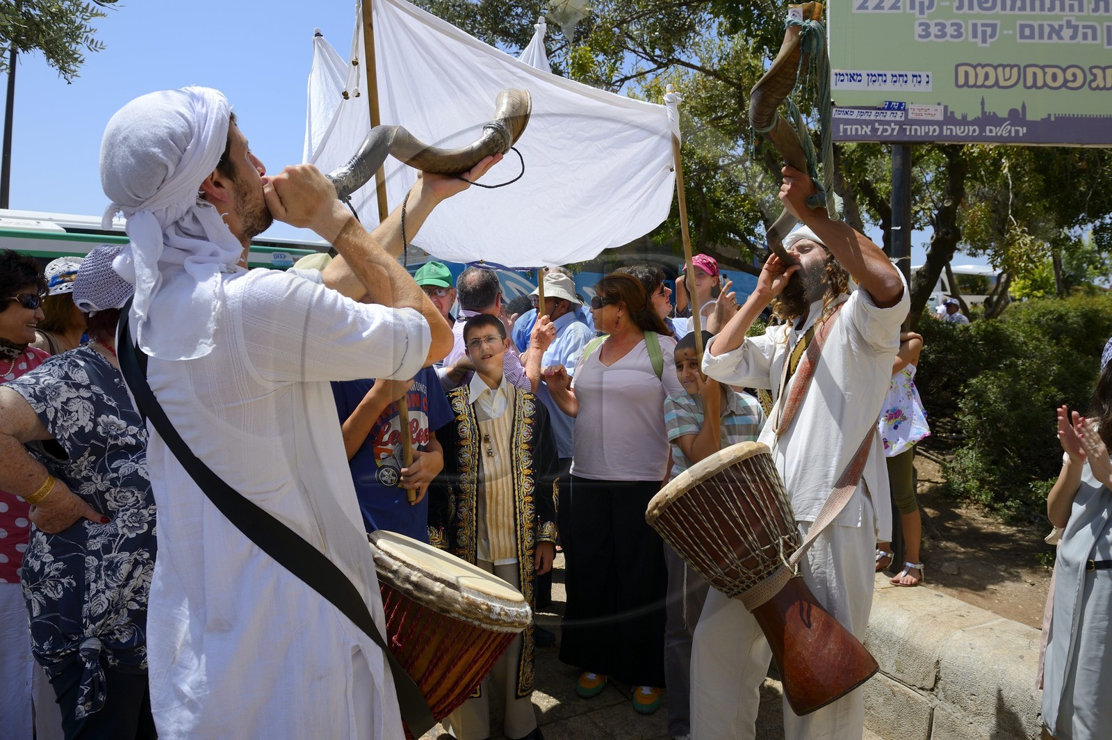 Israel, Jerusalem, holy city, the old town listed as World Heritage by UNESCO, one of the many ceremonies of Bar Mitzvah to move toward the Western Wall