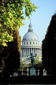 France, Paris, Greek Actor by Charles Arthur Bourgeois at the jardin du Luxembourg with the Pantheon in the background