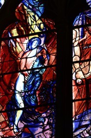 France, Moselle, Metz, Saint Etienne cathedral, Stained glass windows of the northern ambulatory having for subjects episodes from the Old Testament by Marc Chagall (20th century) made by Simon Marq workshop in Reims (all rights reserved)