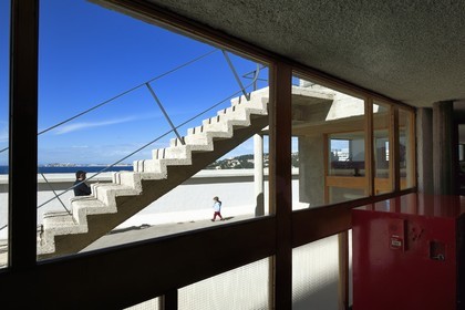 France, Bouches-du-Rhône (13), Marseille, oeuvre architecturale de Le Corbusier, classée Patrimoine Mondial de l'UNESCO, la Cité Radieuse par l'architecte Le Corbusier, le toit-terrasse