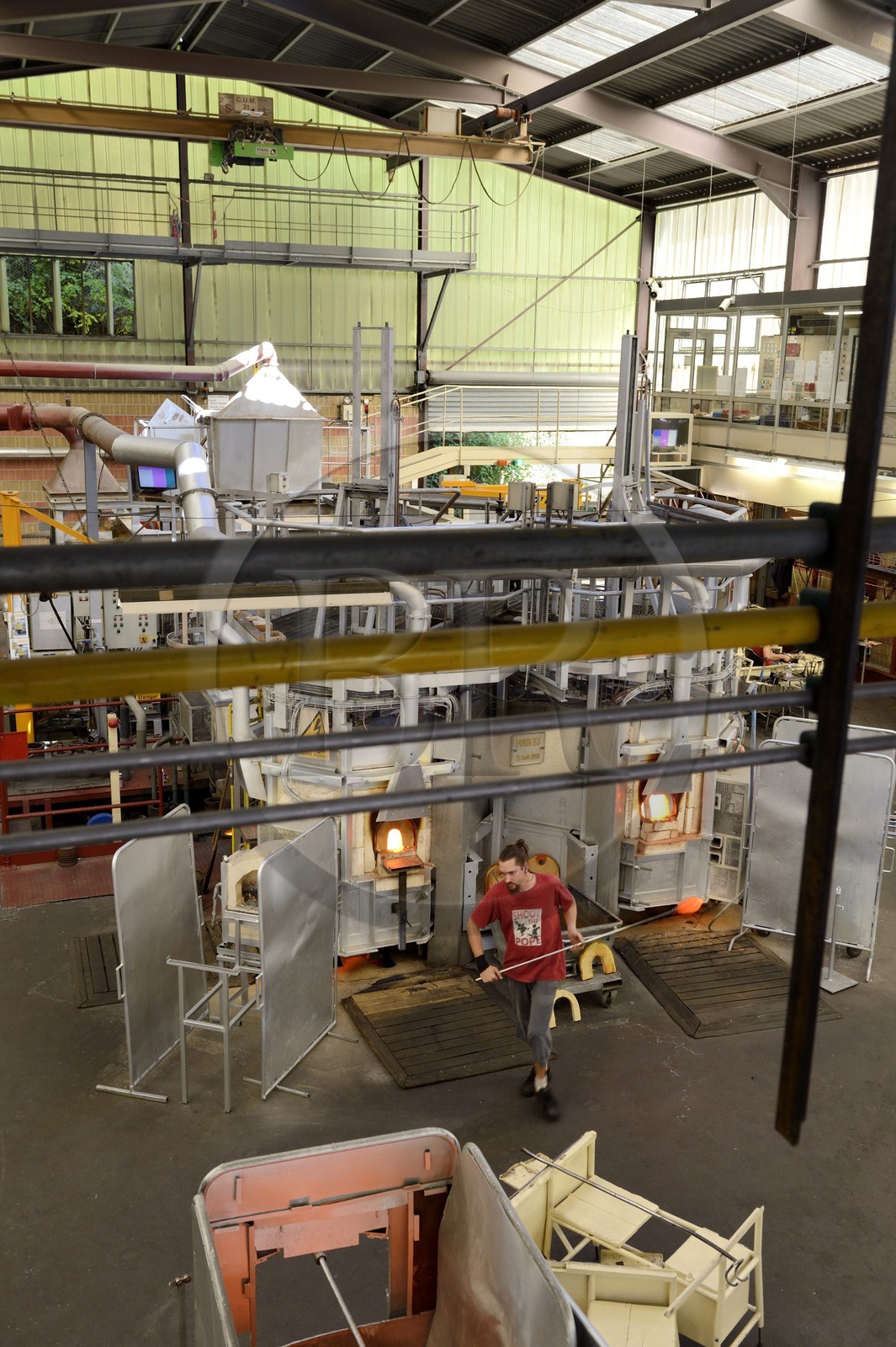 France, Moselle, Saint-Louis-les-Bitche, the Cristallerie Saint-Louis (Saint-Louis crystal glass manufacturer), continuous-casting tank furnace