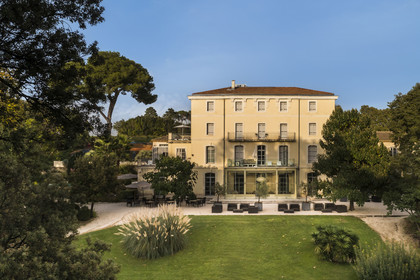 France, Hérault (34), Castelnau-le-Lez, Chateau ou Domaine de Verchant, hotel particulier du XVIème et XVIIème siècle appelée folie montpelliéraine (vue aérienne)