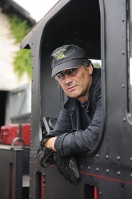 France, Moselle, Abreschviller, small train formerly forest train, locomotive driver