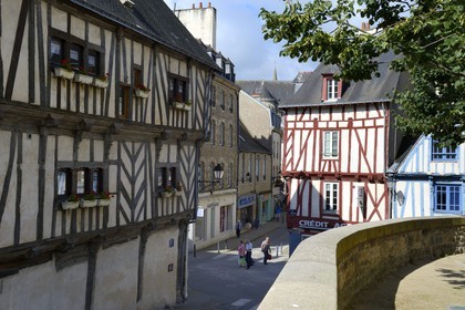 France, Morbihan (56), Golfe du Morbihan, Vannes, maisons à pans de bois rue Saint Patern et rue Saint Nicolas