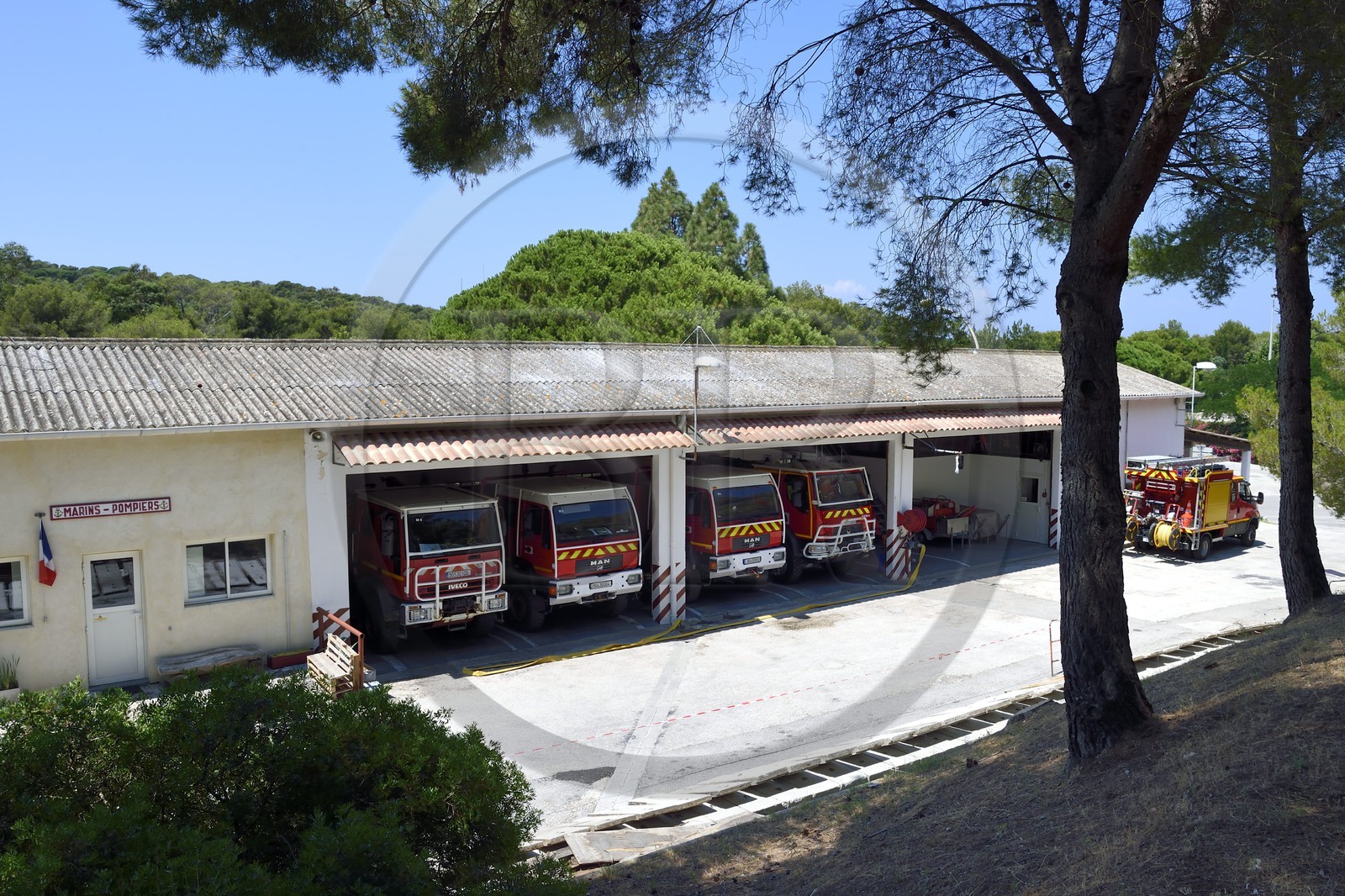 France, Var (83), Iles d'Hyères, Parc national de Port Cros, Ile du Levant, Base-Vie dans la zone militaire, base des marins-pompiers