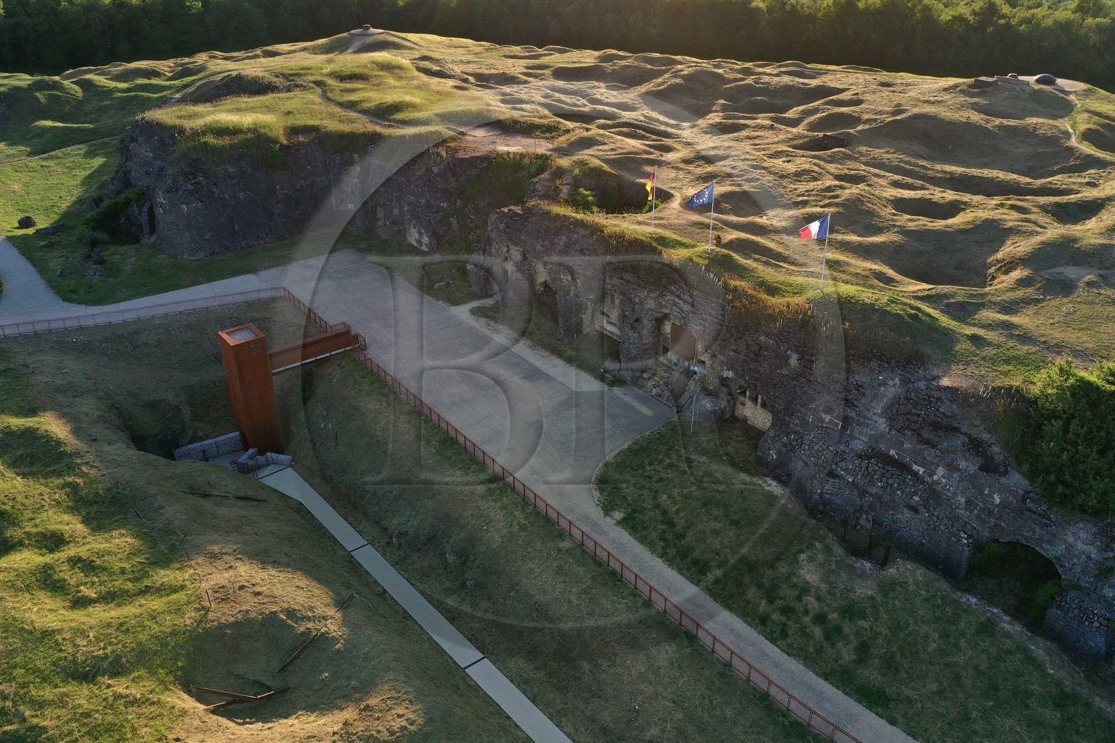 France, Meuse, Douaumont, Fort Douaumont, defense centerpiece around Verdun (aerial view)
