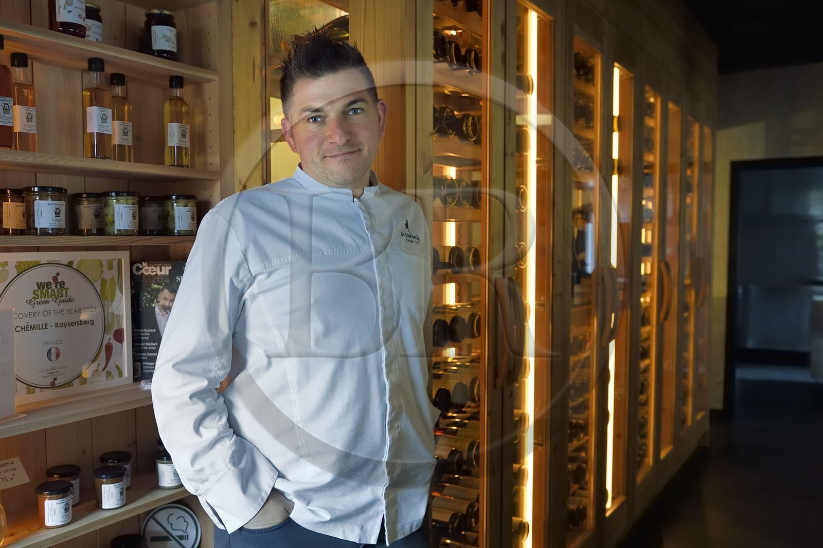 France, Haut-Rhin (68), Kaysersberg, Jerome Jaegle, chef du restaurant Alchémille