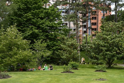 France, Rhône (69), Lyon,  le parc de la Tête d' Or et la Cité Internationale en arrière plan