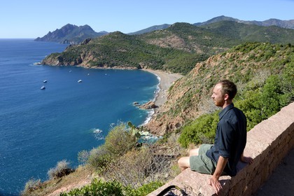 France, Corse-du-Sud (2A), Golfe de Porto, classé Patrimoine Mondial de l'UNESCO, plage de Bussaglia (Serriera)