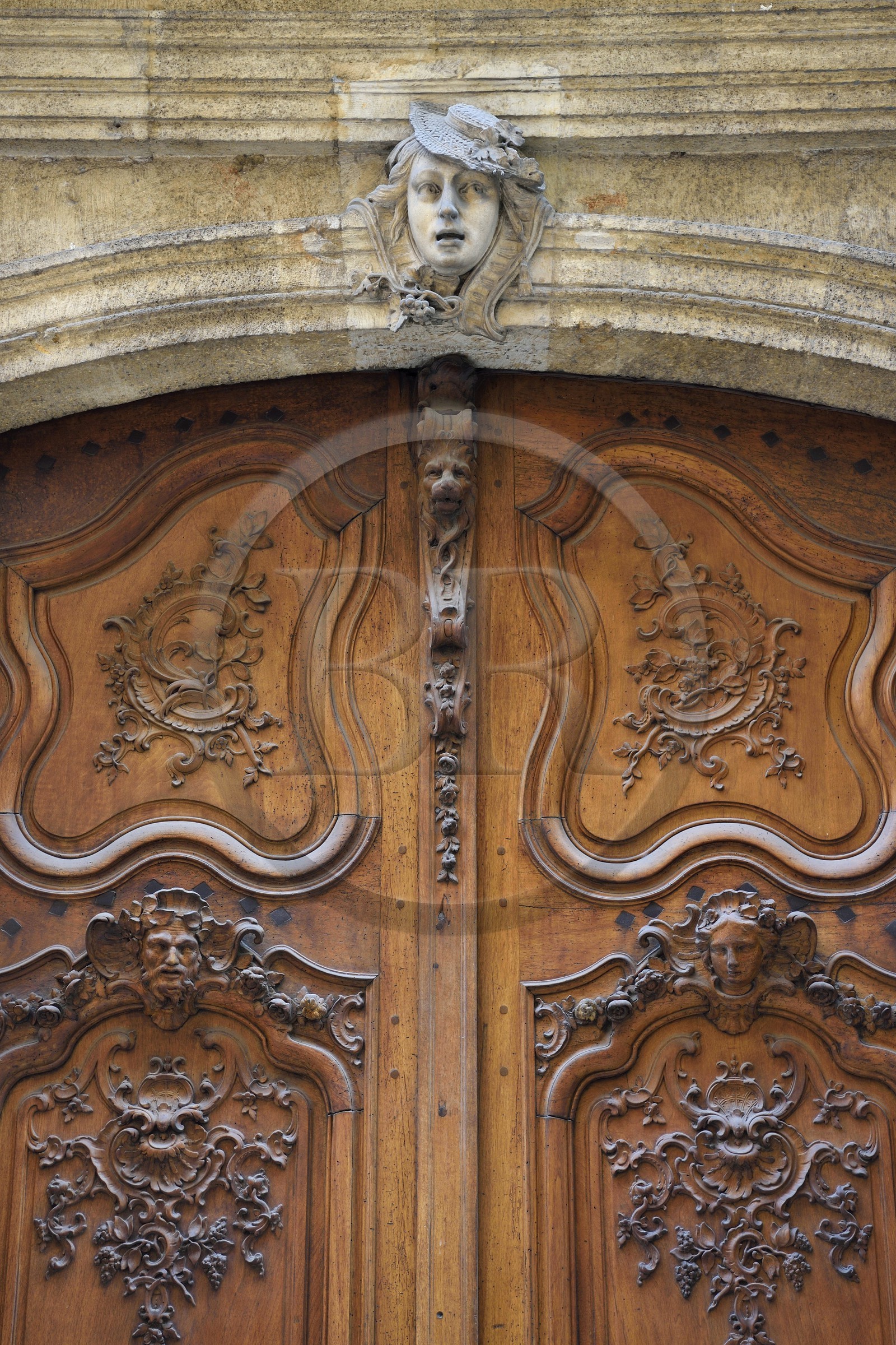 France, Bouches-du-Rhône (13), Aix en Provence, Hotel d'Ailhaud, porte principale d'époque Louis XV