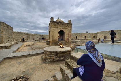 Azerbaïdjan, Bakou, Surakhany, Atashgah (Atechgah) ou Fire Temple (Temple du Feu), lieu de culte zoroastrien construit au XVIIIème siècle par une communauté indienne sur un site d'où sortait naturellement du gaz