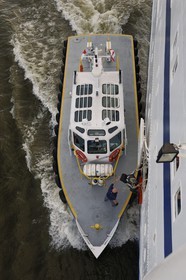 Canada, Quebec Province, Saint Lawrence River at Trois-Rivieres seen from cruise ship Princess Danae, arrival of the pilot