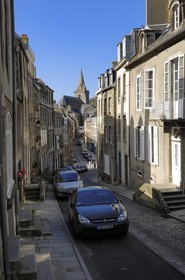 France, Manche, Cotentin, Granville, the Haute Ville (Upper town), Notre Dame de Cap Lihou Church and Notre-Dame street