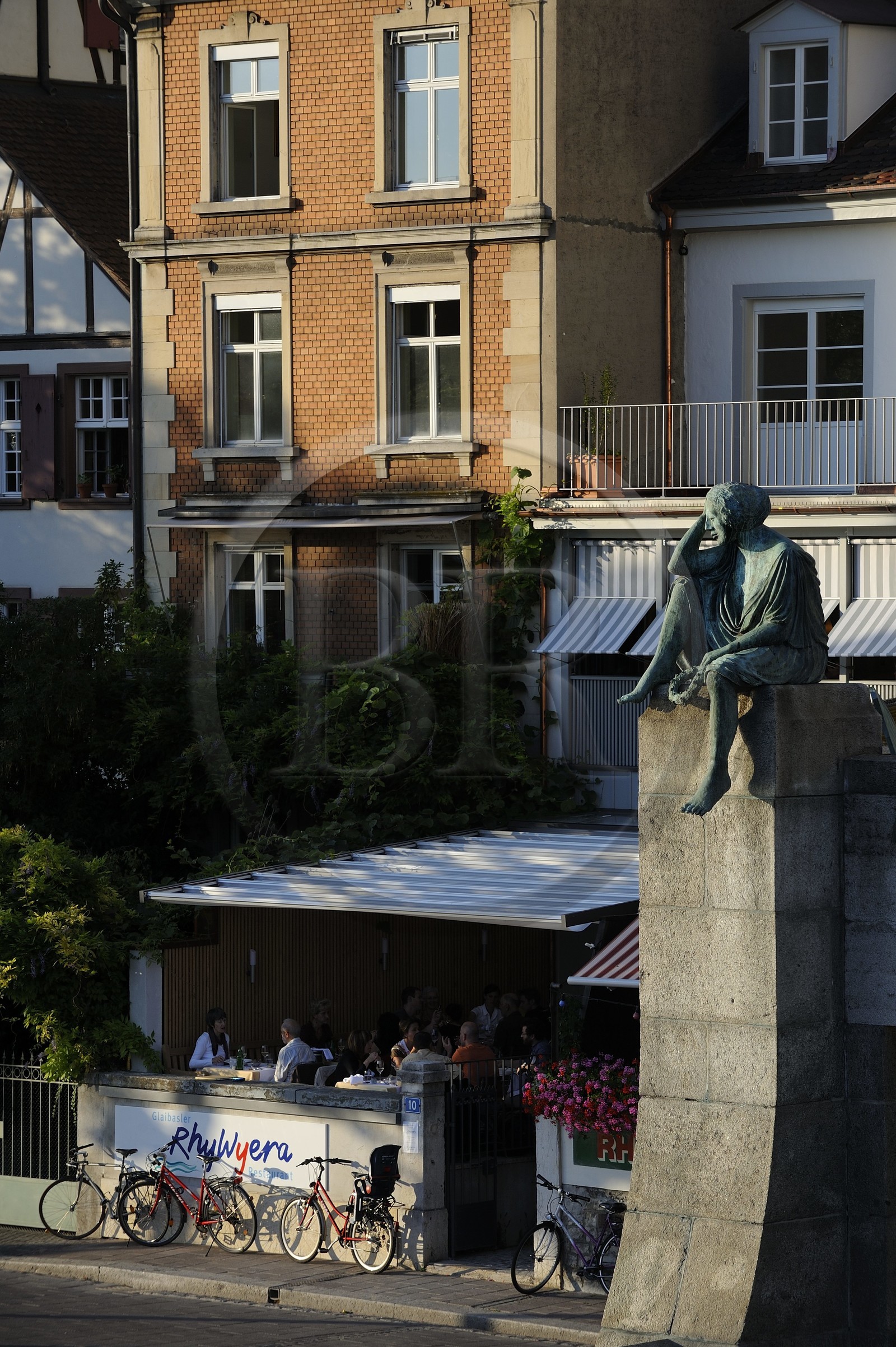 Switzerland, Basel, Helvetia, who is the feminine allegory symbolising Switzerland, seated on the Mittlere Brücke