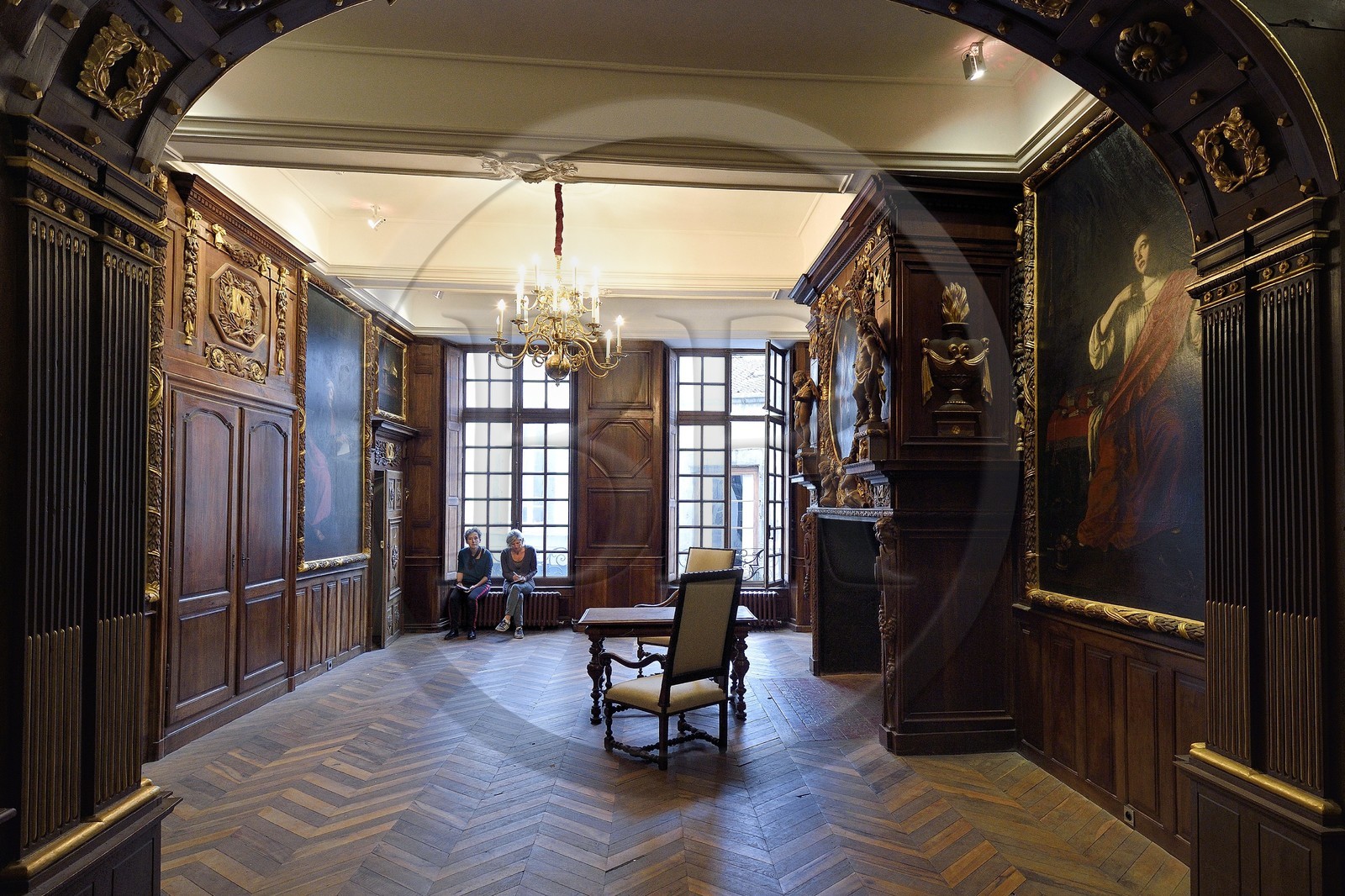 France, Puy de Dome, Clermont Ferrand, rue Pascal, Hotel particulier Martial de Grandseigne (mansion), ceremonial room with 17th century decor