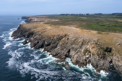 France, Morbihan, Groix Island, the south coast to Port Saint-Nicolas (aerial view)