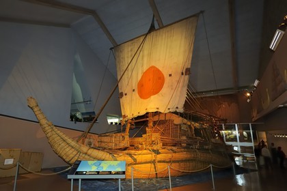 Norway, Oslo, Bygdoy Peninsula, Kon-Tiki Museum, Ra II ship of Thor Heyerdahl, replica of a former egyptien papyrus boat with which the explorator crossed the Atlantic Ocean in 1970