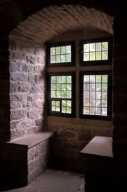 France, Bas Rhin, Orschwiller, Alsace Wine Road, Haut Koenigsbourg Castle, inside facade of the Bastion, window
