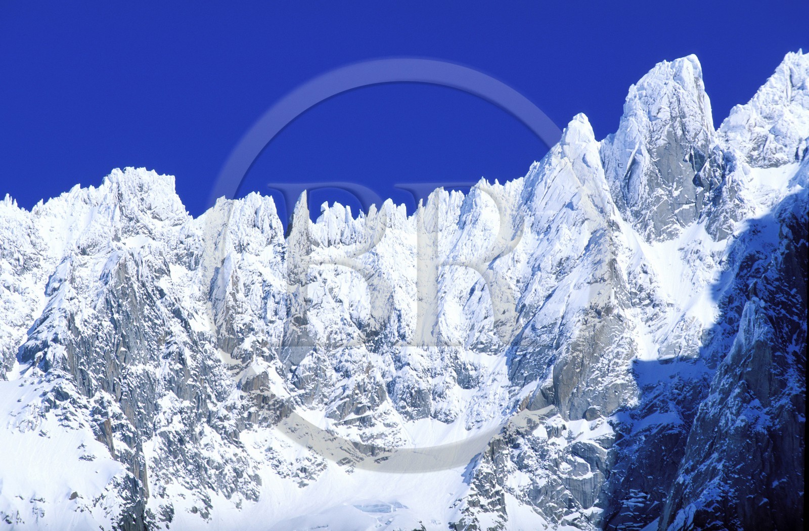 France, Haute Savoie, Chamonix valley, Vallee Blanche, Mont Blanc, Aiguille of the Dru at the summit of the Aiguille verte