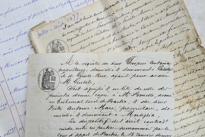 France, Haute-Corse (2B), Cap Corse, Morsiglia, le palais palais Ghilfucci (Palazzi ou Maison d'Americain de 1838) dont le batisseur fit fortune aux Grandes Antilles, titres de propriété