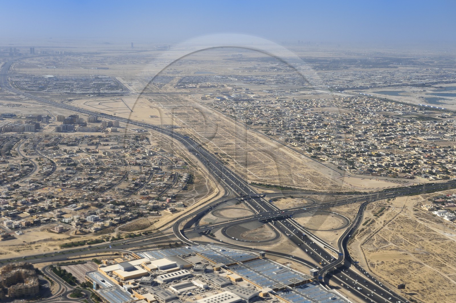 United Arab Emirates, Dubai, motorway junction (aerial view)