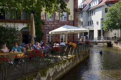 Germany, Baden-Wurttemberg, Freiburg im Breisgau, former tannery district, Gerberau street along the Gewerbekanal in the snails suburb (Schnecken-vorstadt)