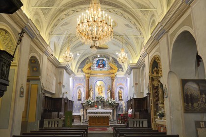 France, Haute Corse, Corte, Place Gaffori, eglise de l'Annonciation (Annunciation Church), the oldest town building dated from 1450