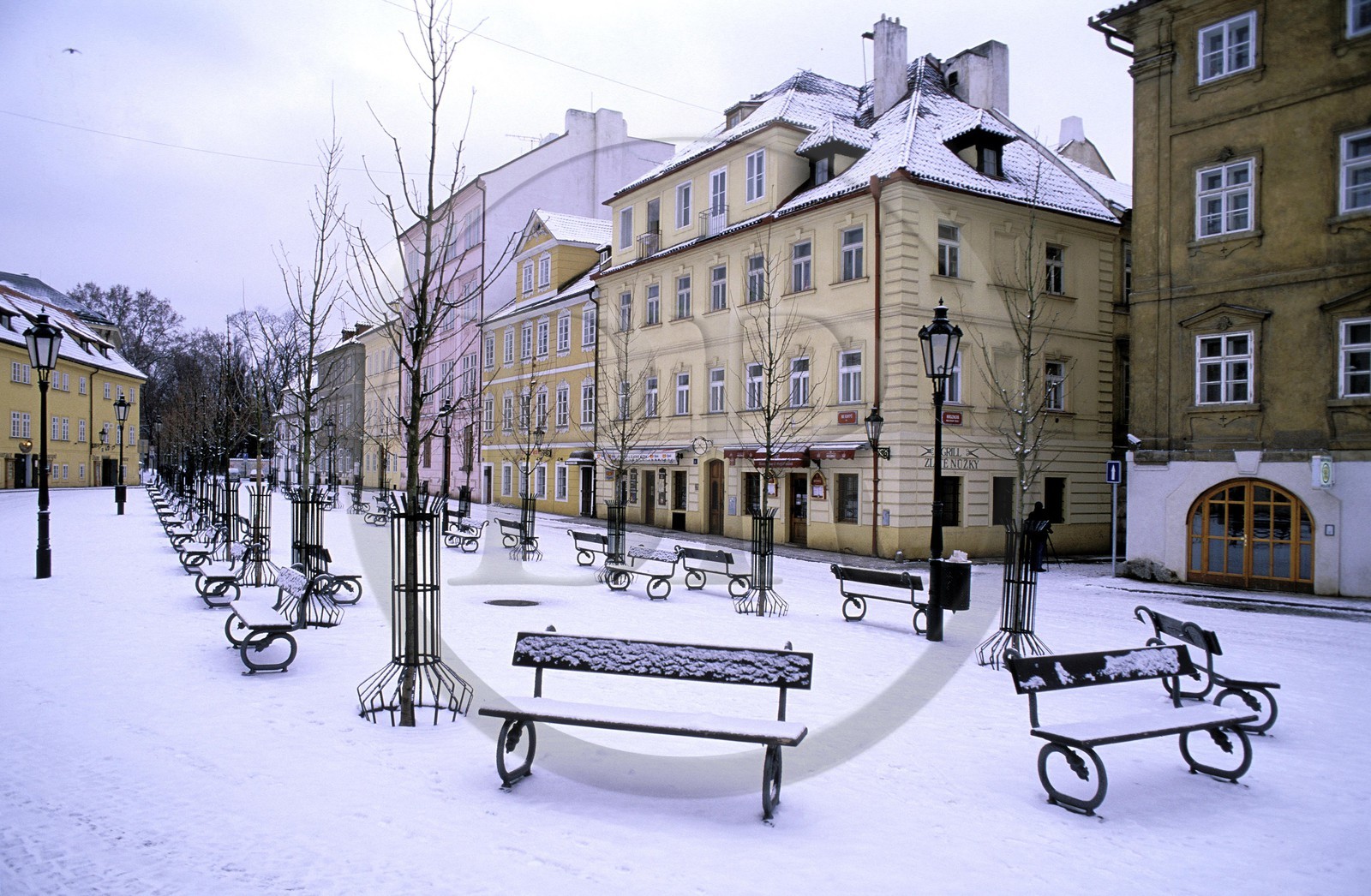 Czech Republic, Prague, Kampa Square on Kampa Island which crosses Charles Bridge