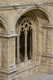 Portugal, Lisbonne, Bélem, Monastere des Hiéronymites (Mosteiro dos Jerónimos), classé Patrimoine Mondial de l'UNESCO, arcades du cloitre