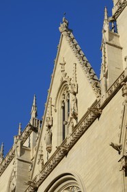 France, Rhone, Lyon, historical site listed as World Heritage by UNESCO, Vieux Lyon (Old Town), Saint Jean Cathedral (Saint John's Cathedral), the western facade