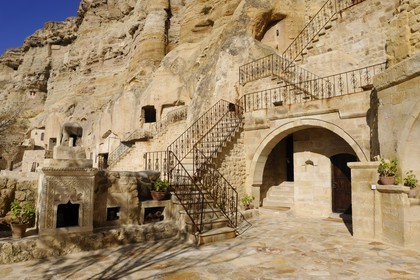 Turkey, Central Anatolia, Nevsehir Province, Cappadocia listed as World Heritage by UNESCO, Urgup, Yunak Evleri luxury hotel in old troglodytic houses