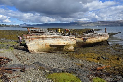 Royaume-Uni, Ecosse, Highland, Hébrides intérieures, Ile de Mull, épaves de bateau dans le Sound of Mull à Salen
