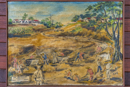 France, Guyane, Cayenne, musée départemental Alexandre-Franconie, peintures réalisées par un bagnard, Francis Lagrange dit Flag, condamné pour escroquerie et faux monnayage mais qui était aussi faussaire et artiste, elles retracent la vie (et le mort) au bagne
