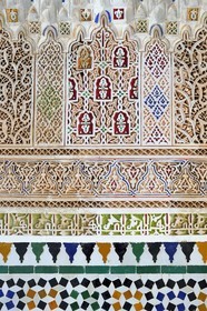 Morocco, High Atlas, Marrakech, Imperial city, Medina listed as World Heritage by UNESCO, Bahia Palace, carved stucco and zellige