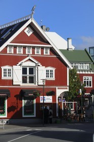 Iceland, Reykjavik, restaurant in the Adalstraeti street in the city center