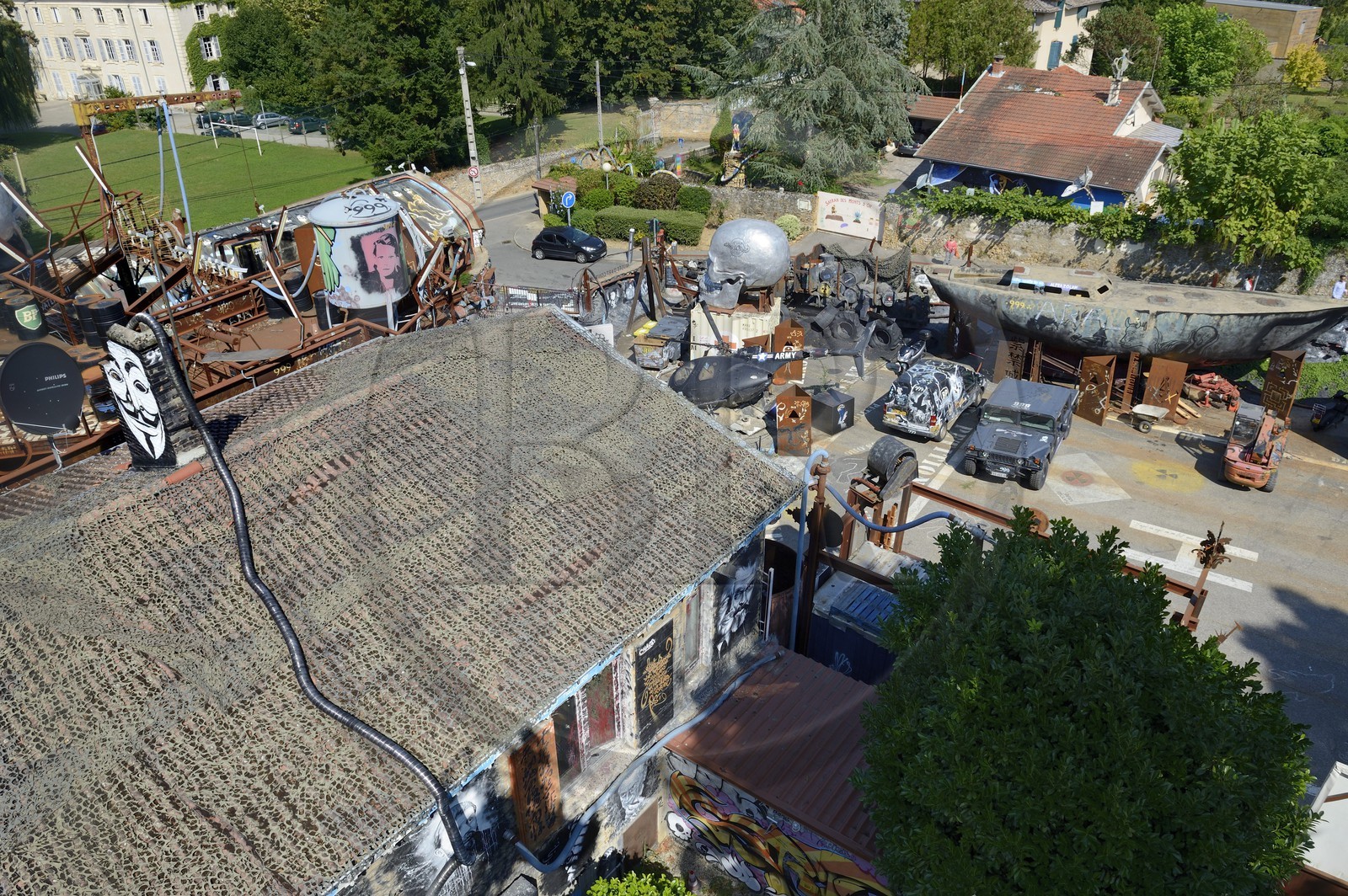 France, Rhone, Saint-Romain-au-Mont-d'Or, the Abode of Chaos (la Demeure du Chaos), the artwork is based around the endless transformation of the artist Thierry Ehrmann's 17th century home into a replica war zone at the image of this world