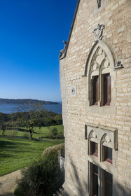 France, Pyrénées-Atlantiques (64), la côte du Pays-Basque, Hendaye, chateau d'Abbadia construit en 1870 par Eugène Viollet-le-Duc pour Antoine d'Abbadie d'Arrast, l'observatoire astronomique